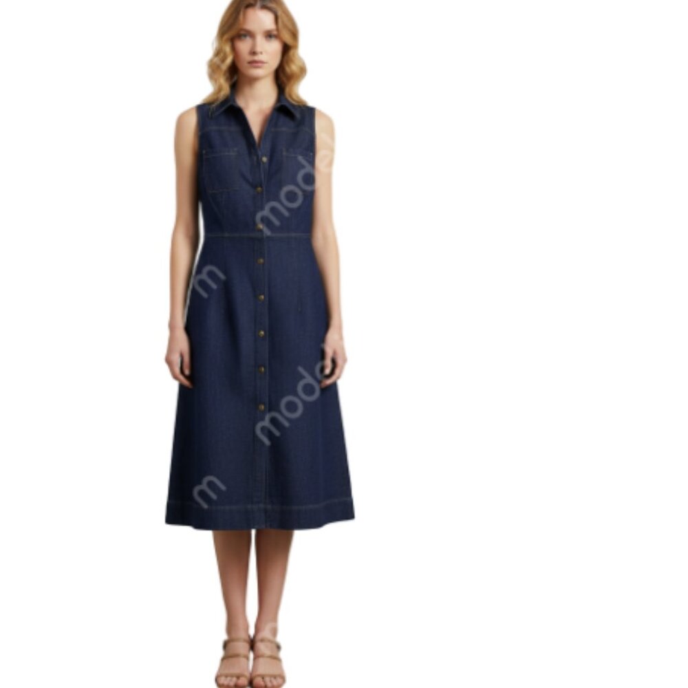 JACOB ANNEXE Button Up Sleeveless Denim Dress